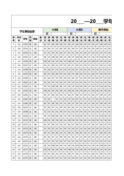 学生平时成绩期末成绩统计表模板(自动化排名)