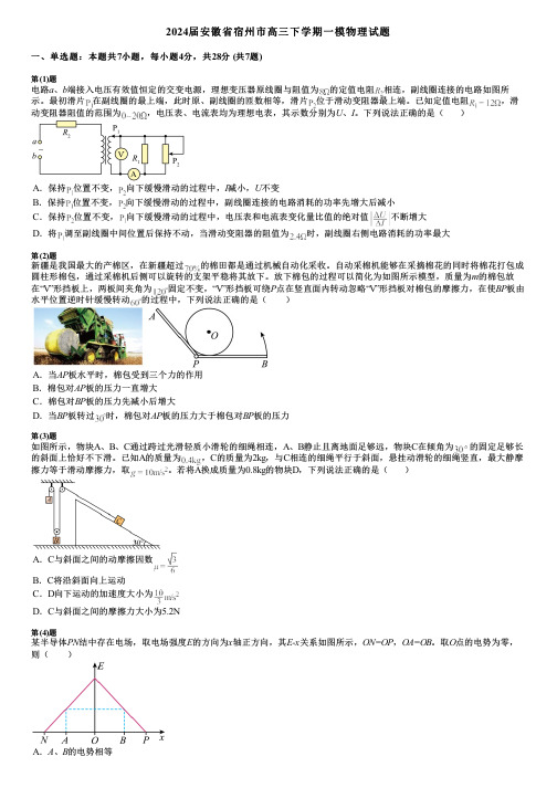 2024届安徽省宿州市高三下学期一模物理试题