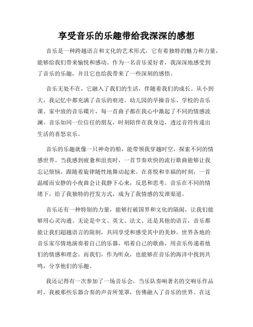 享受音乐的乐趣带给我深深的感想