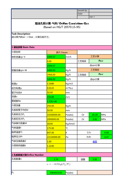 限流孔板计算表-气体-Orifice Caculation