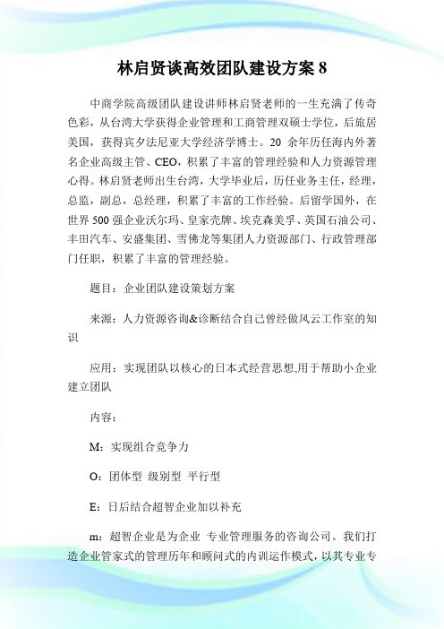 林启贤谈高效团队建设方案8.doc