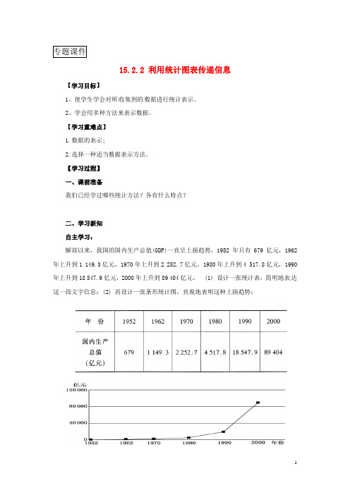 八年级数学上册第15章数据的收集与表示15.2数据的表示15.2.2利用统计图表传递信息导学案