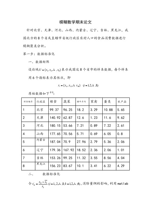 模糊数学期末论文