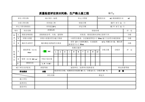 田间道评定表