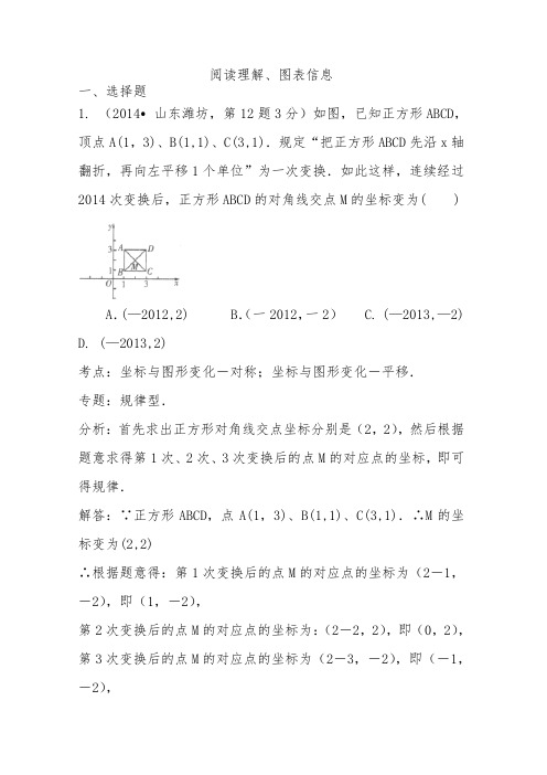 2014年中考数学试题分类汇编解析 阅读理解、图表信息题