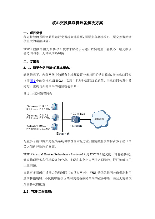 核心交换机双机热备解决方案【范本模板】