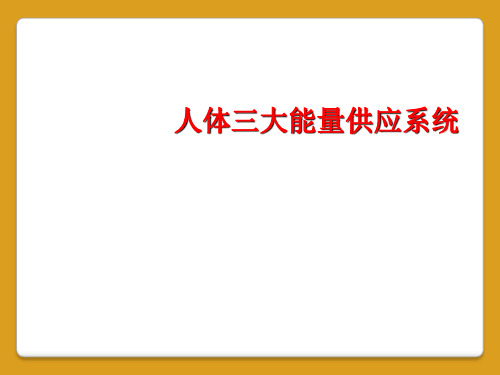 人体三大能量供应系统