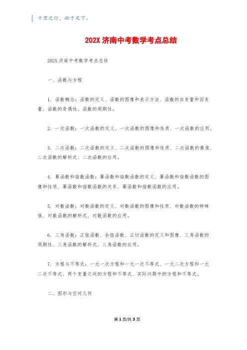 202X济南中考数学考点总结