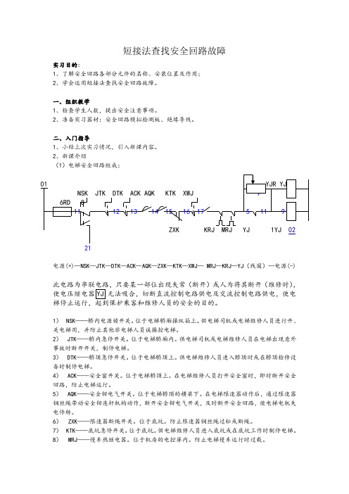 电梯短接法查找安全回路故障