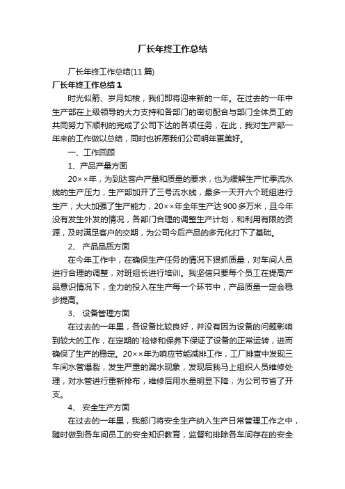 厂长年终工作总结