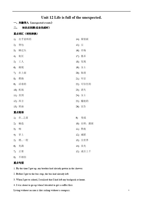 Unit12同步教学学案 人教版新目标英语九年级全册