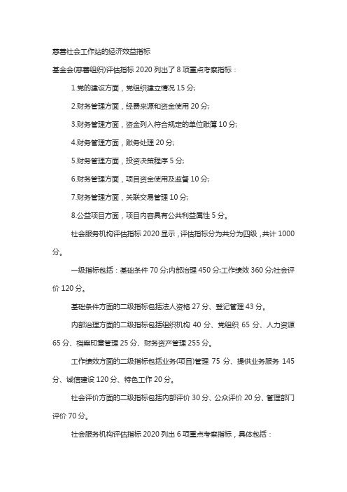 慈善社会工作站的经济效益指标