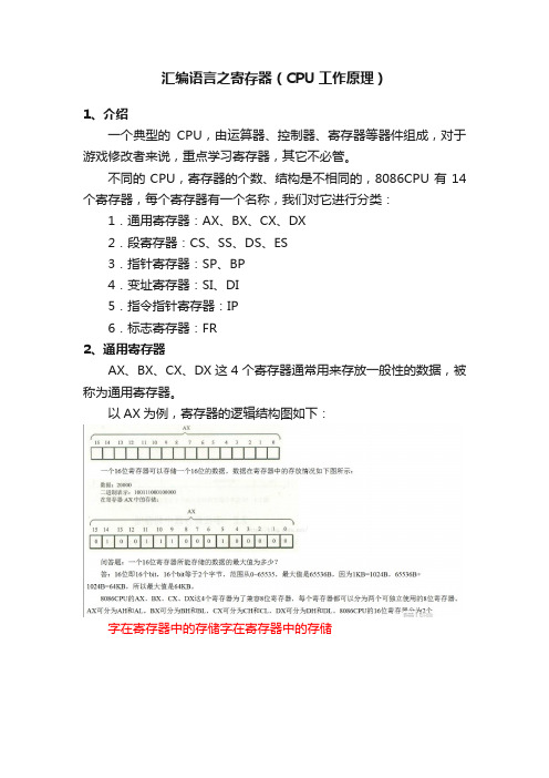 汇编语言之寄存器（CPU工作原理）