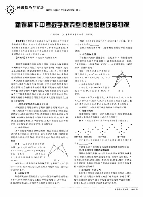 新课标下中考数学探究型问题解题攻略初探