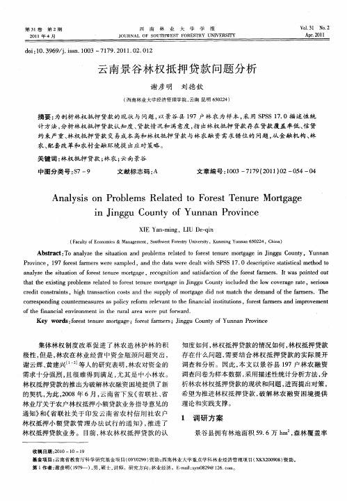 云南景谷林权抵押贷款问题分析