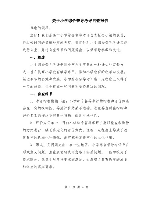 关于小学综合督导考评自查报告