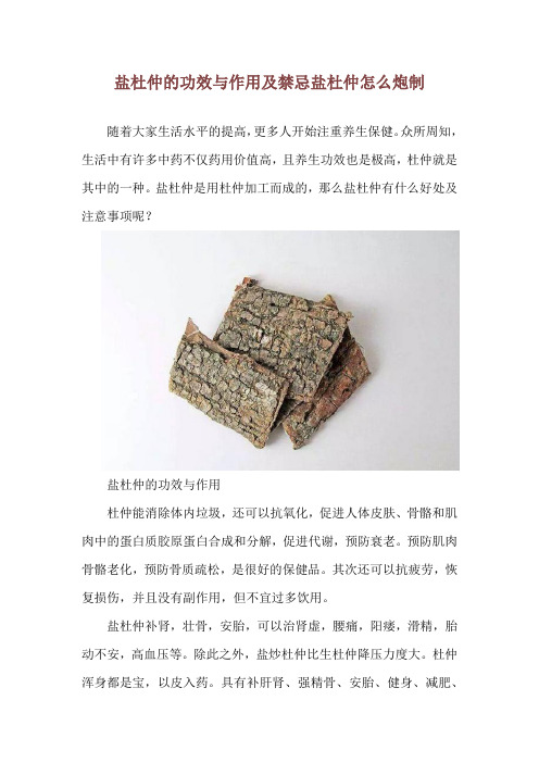 盐杜仲的功效与作用及禁忌 盐杜仲怎么炮制