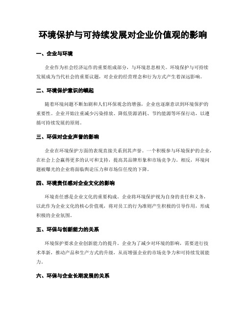 环境保护与可持续发展对企业价值观的影响