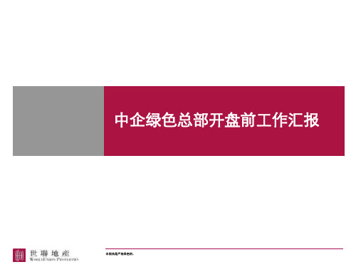 世联中企绿色总部开盘前工作汇报前期策划