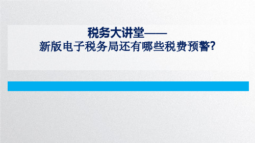 新版电子税务局税收风险预警提示讲座