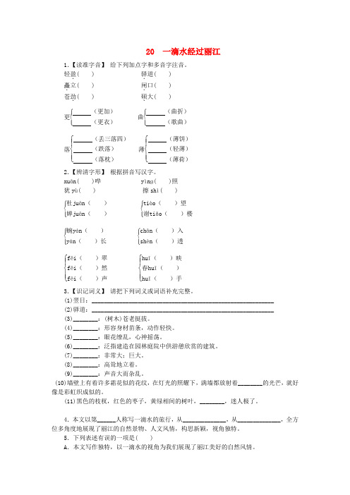 八年级语文下册 第五单元 20 一滴水经过丽江练习 新人教版