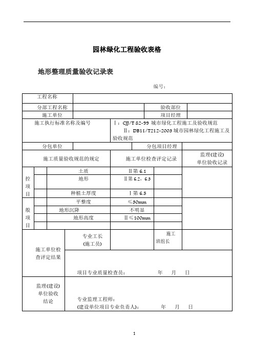 园林绿化工程验收最全表格