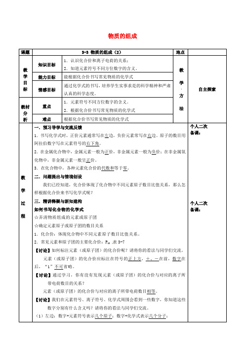 最新九年级化学全册第3章3.3物质的组成教案2 新沪教版 大赛获奖教案1