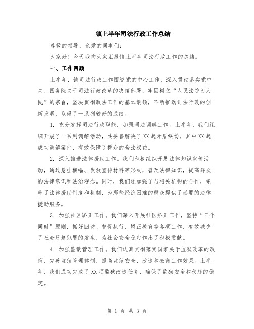 镇上半年司法行政工作总结