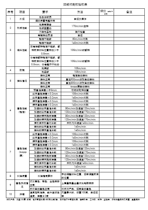 凹版印刷机验机表