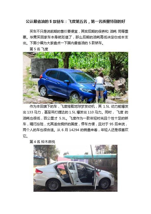 公认最省油的5款轿车：飞度第五名，第一名质量特别的好