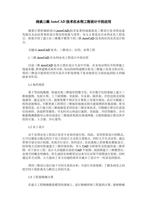 浅谈三维AutoCAD技术在水利工程设计中的应用