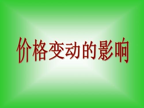 《经济生活》高三复习：价格变动的影响