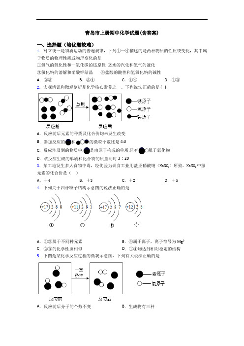 青岛市上册期中初三化学试题(含答案)