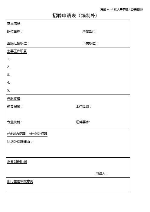 (完整word版)人事表格大全(完整版)