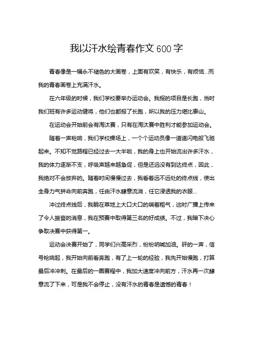 我以汗水绘青春作文600字