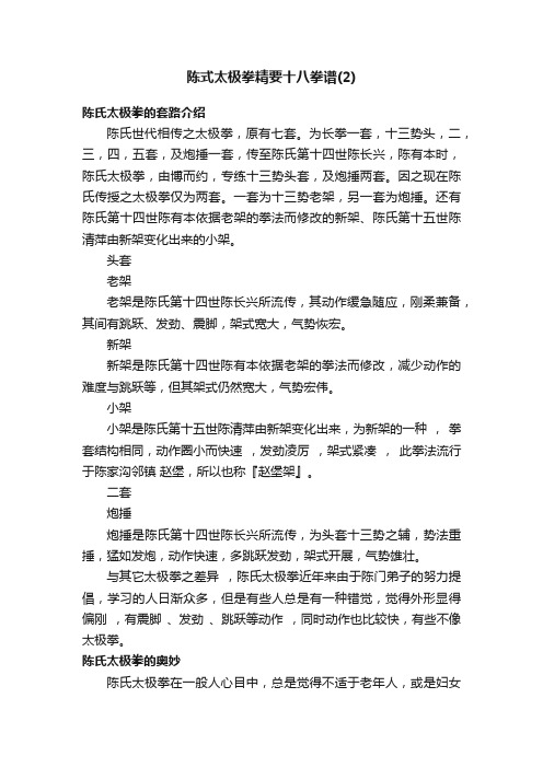 陈式太极拳精要十八拳谱（2）