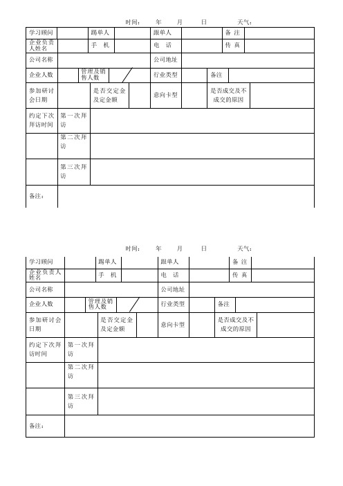 拜访客户记录表