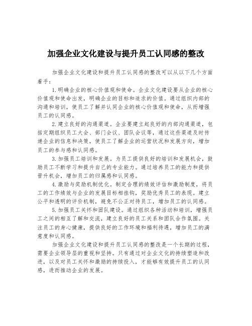 加强企业文化建设与提升员工认同感的整改