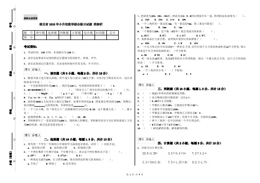 湖北省2020年小升初数学综合练习试题 附解析