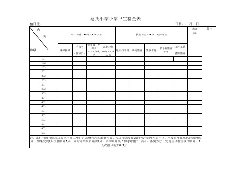 巷头小学纪律卫生检查表