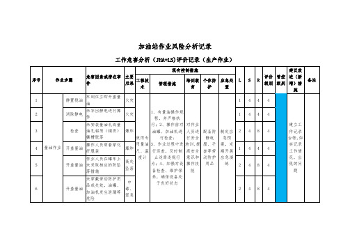 加油站作业风险分析记录