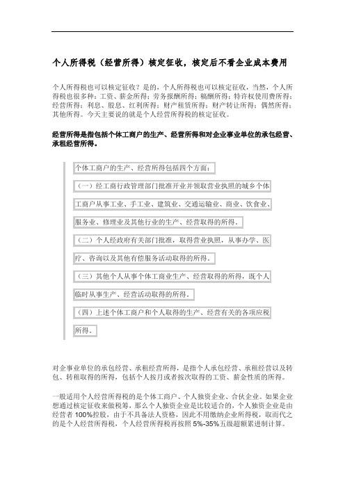 个人所得税(经营所得)核定征收,核定后不看企业成本费用