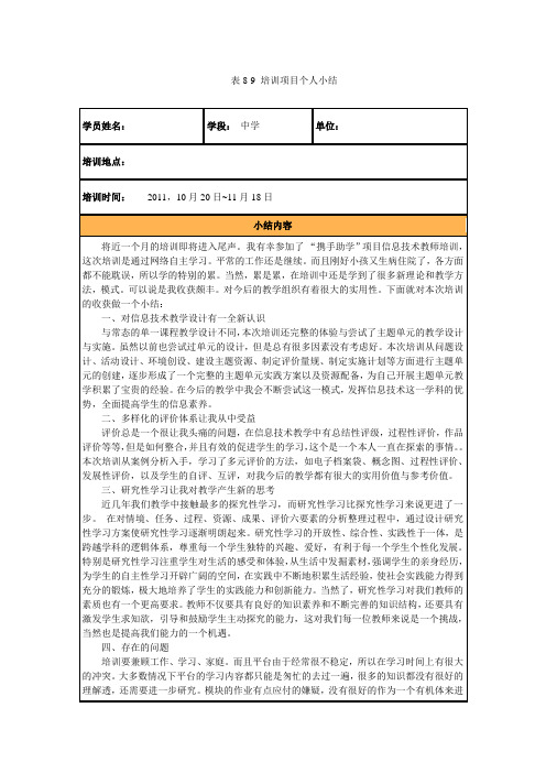 微软助学培训项目个人小结1 表8-9