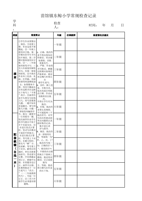 数学组常规检查记录表