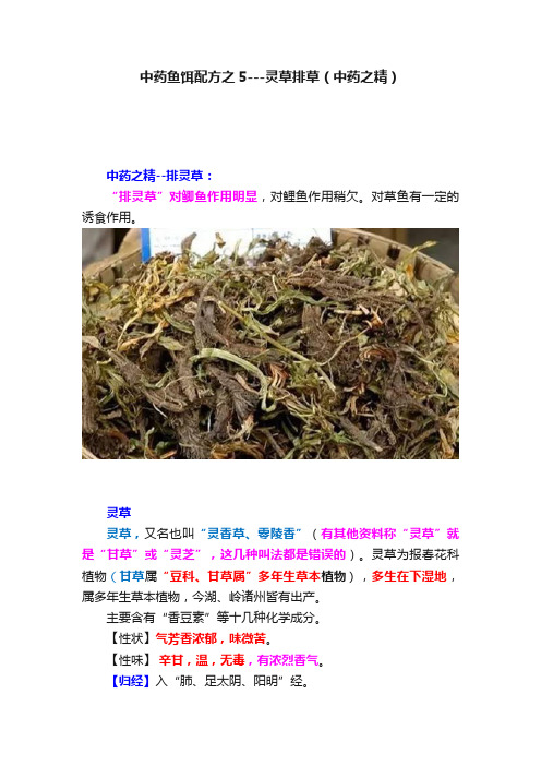 中药鱼饵配方之5---灵草排草（中药之精）