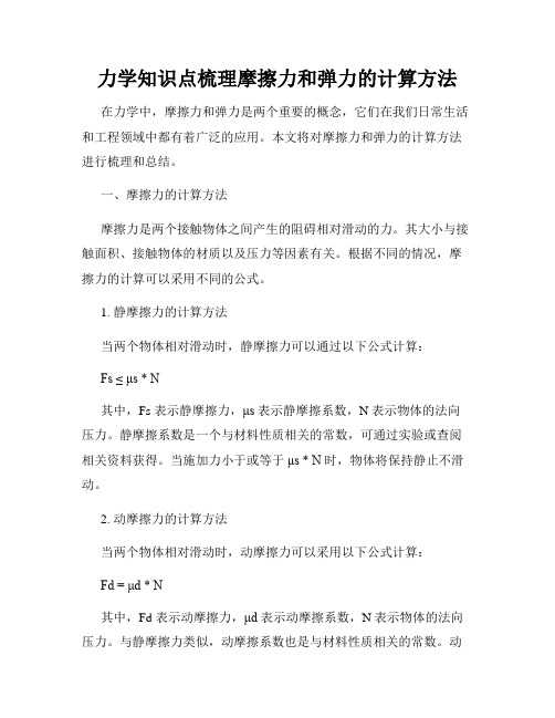 力学知识点梳理摩擦力和弹力的计算方法