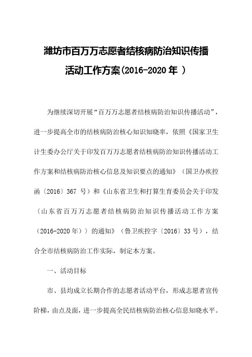 潍坊百万万志愿者结核病防治知识传播