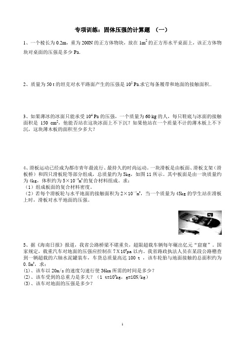 专项训练:固体压强的计算