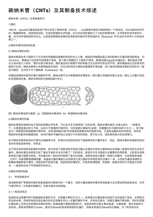 碳纳米管（CNTs）及其制备技术综述