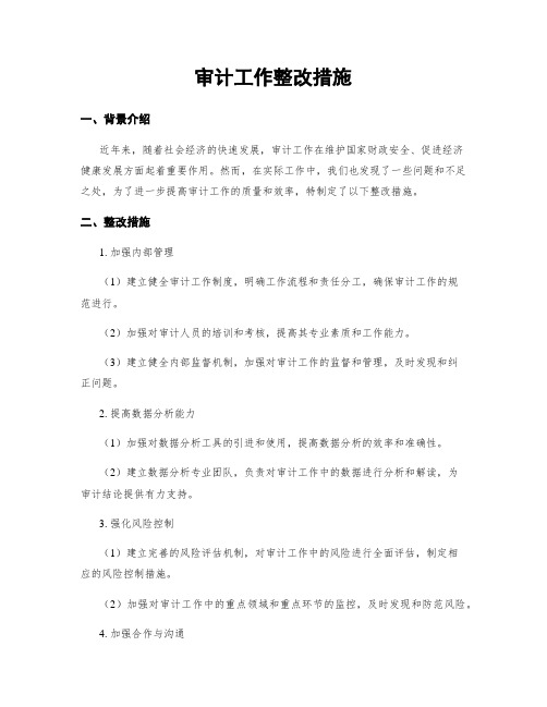 审计工作整改措施